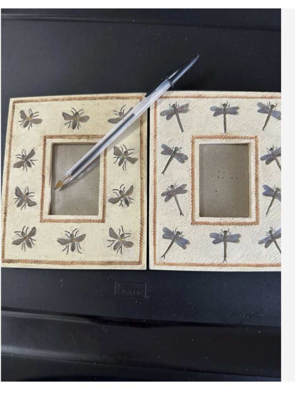 DRAGONFLY and BEE Picture Frames 5x6 2.5 x 1.75 Beige Resin Cottagecore